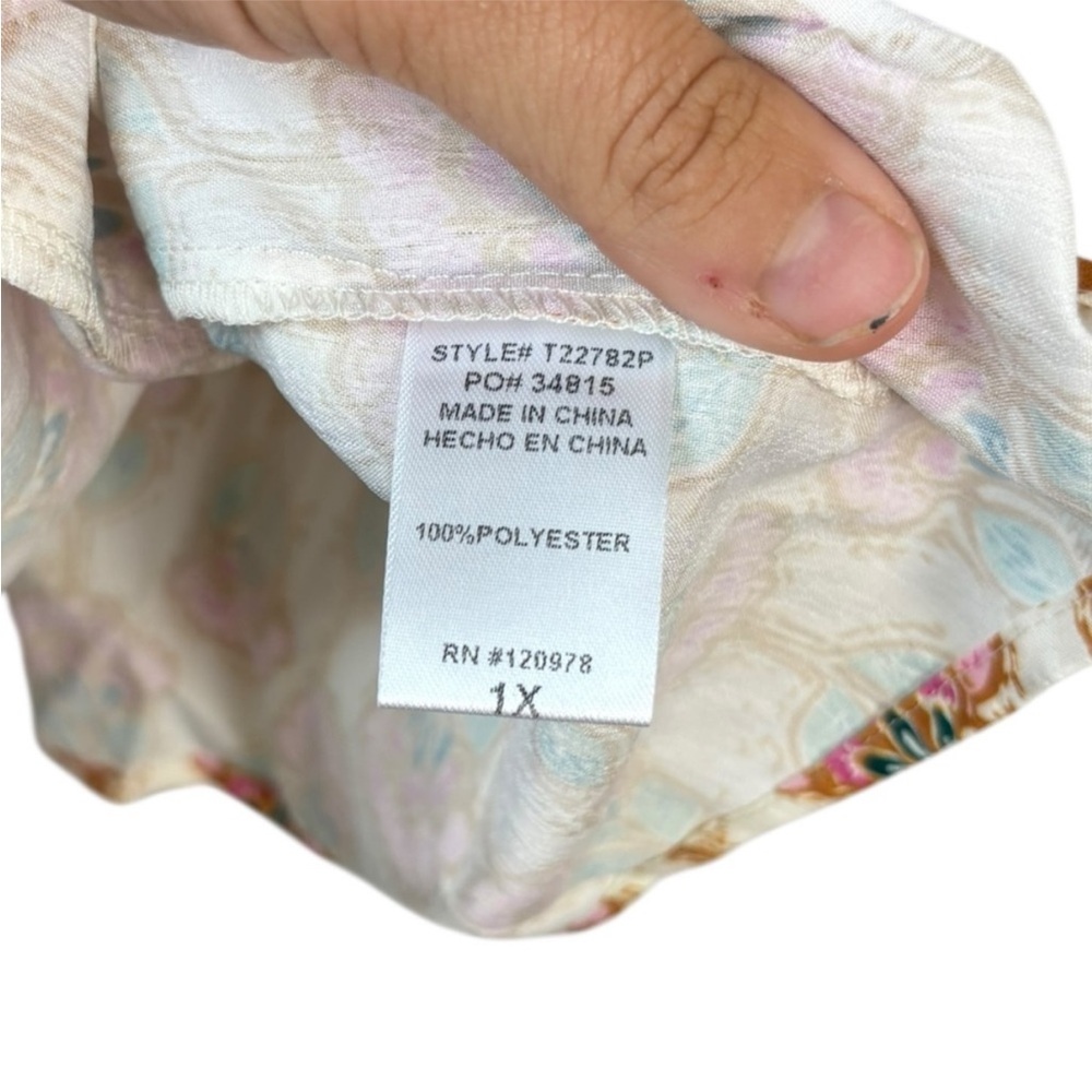 entro Plus Size 1X Top Dreaming In Detail Cream White Printed‎ Blouse Floral - Picture 5 of 8